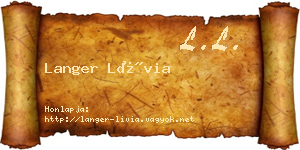 Langer Lívia névjegykártya